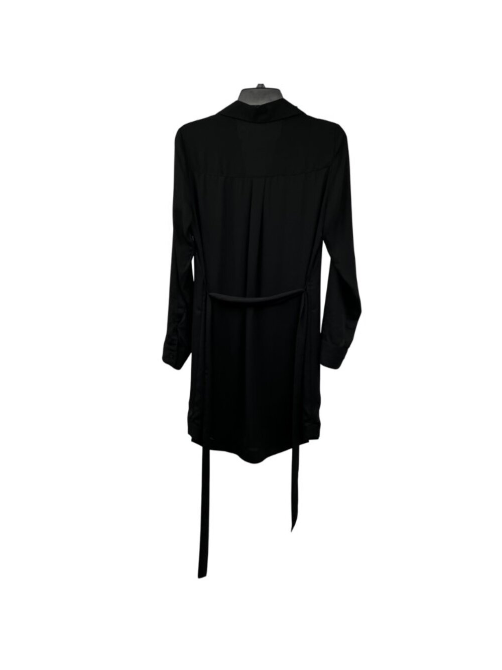Express Womens Shirt Dress Long Sleeve Button Up Black Size Small Belted - Picture 7 of 9